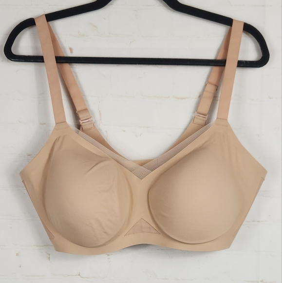 Honeylove Mesh CrossOver V-Neck Wireless Bra in Sand 40 C/D (1X) - Picture 2 of 12
